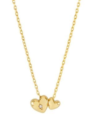 Estella Bartlett Double Heart & Cubic Zirconia Necklace - Metallic