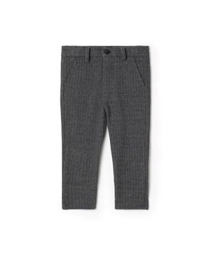 Space Grey Herringbone Stretch Pants - Gray