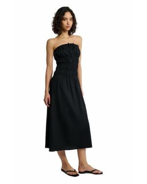 Onia Air Linen Smocked Maxi Dress - Black