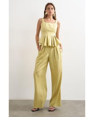 TOPSHOP Pleated Peplum Top - Yellow
