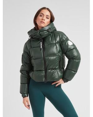 Jacket Ez Boxed Hooded Cropped Puffer Coat - Green