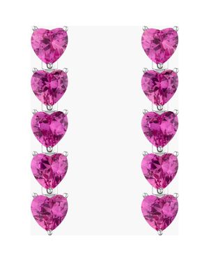 AUrate New York Lab Grown Heart Tennis Earrings - Pink