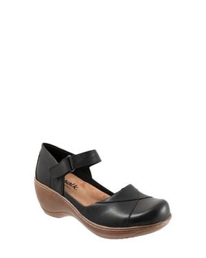 Softwalk Miri Ankle Strap Platform Wedge Clog - Brown