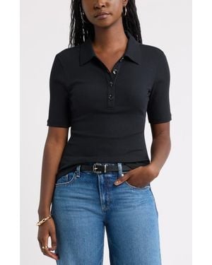 Caslon Ribbed Polo - Black