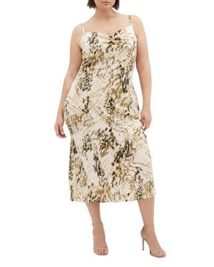 City Chic Bayley Cowl Neck Slipdress - Natural