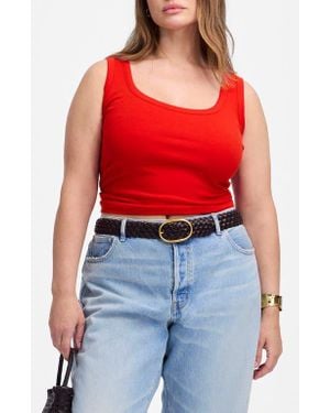 Madewell Scoop Neck Regenerative Cotton Rib Tank - Red