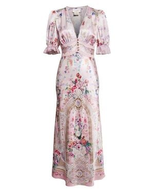 CAMILLA Bias Cut Silk Midi Dress - Multicolor