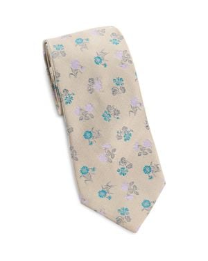 Dries Van Noten Floral Jacquard Silk Tie - Gray