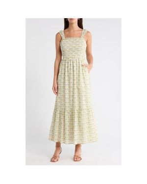 Sugarlips Vemmy Abstract Tayla Smocked Maxi Dress - Metallic