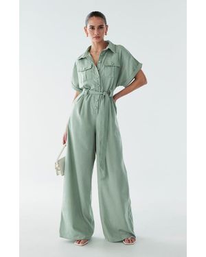 BWLDR Ara Linen Jumpsuit - Green