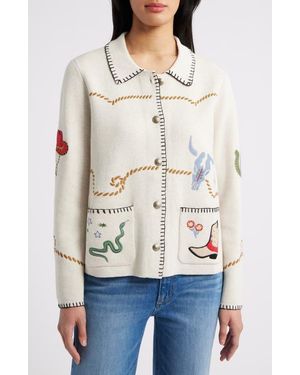 Pendleton Souvenir Merino Wool & Cotton Cardigan - White