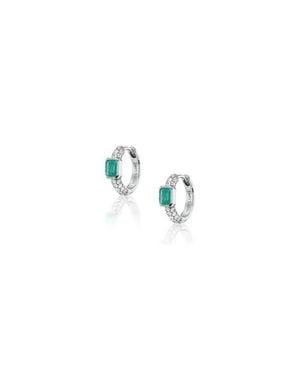 Sheryl Lowe 3 Row Huggie With Emerald Bezel Stones - Blue