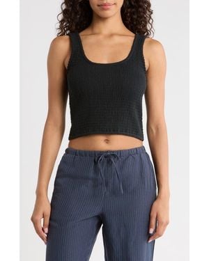 Marine Layer Coralina Crop Cotton Rib Tank - Black