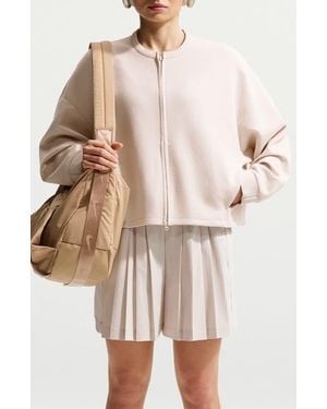 Nike Dri-Fit Oversized Crew-Neck Full-Zip Top - Natural