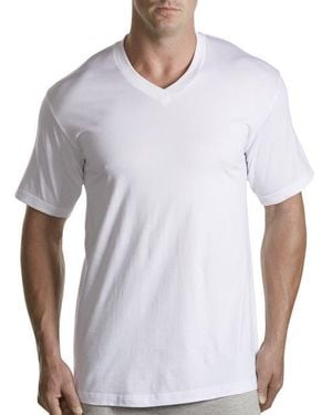 Harbor Bay by DXL 3-Pk V-Neck T-Shirts - White