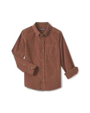Johnston & Murphy Kids' Geo Print Corduroy Button-Down Shirt - Brown