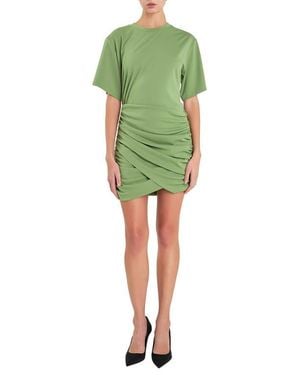 Grey Lab Ruched Asymmetric Minidress - Green
