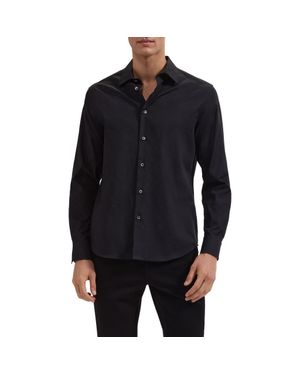 Bugatchi Julian Shaped Fit Floral Jacquard Stretch Cotton Button-Up Shirt - Black