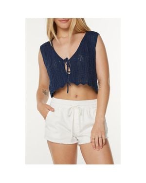 Roxy Beach Bound Cotton Crop Sweater Vest - Blue