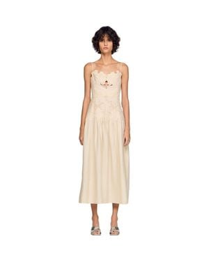 Sandro Guipure Midi Dress - Natural