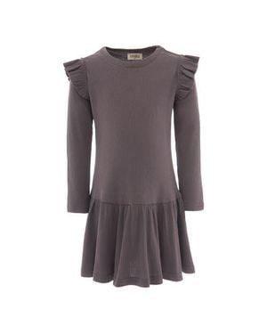 BANBLU Modal Ruffle Dress - Brown