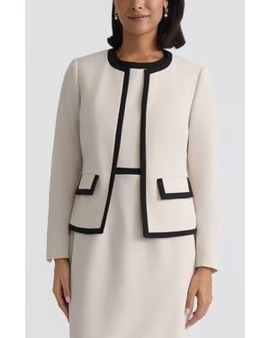 Kasper Stretch Crepe Jacket - Natural