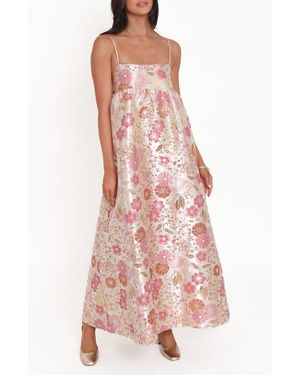 Petal & Pup Yasmine Empire Floral Brocade Gown - Pink