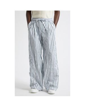 Dolce & Gabbana Stripe Crinkled Poplin Pj Pants - Blue
