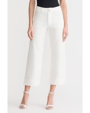 Ming Wang X Family Savvy Cropped Wide Leg Jeans - White