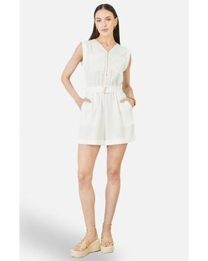Yumi' Utility Style Playsuit - White