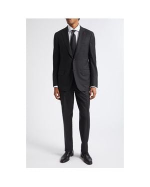 Isaia Sanita Solid Super 160S Wool Suit - Black
