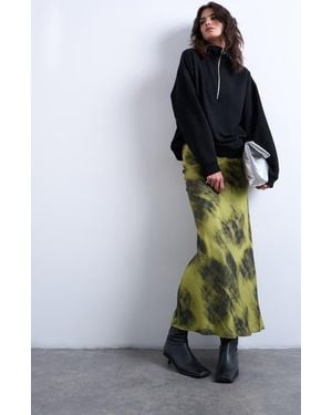 TOPSHOP Bias Cut Satin Maxi Skirt - Black