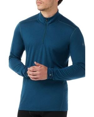 Smartwool Classic All Season Merino Wool Blend Quarter Zip Base Layer - Blue