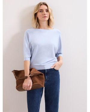 Phase Eight Cristine Batwing Boat-Neck Knit Sweater - Blue