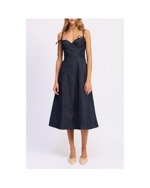 En Saison Darby Sweetheart Neck Midi Dress - Blue