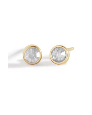 Mint & Lily Birthstone Bezel Studs - White