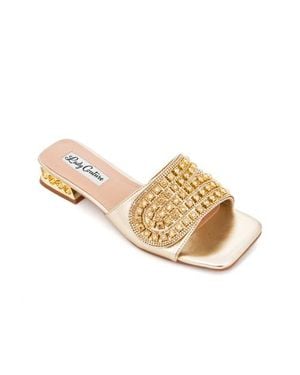Lady Couture Clear Rhinestone Slingback Sandal - Metallic