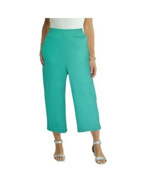 Jessica London Gauze Wide Leg Crop Pant - Green