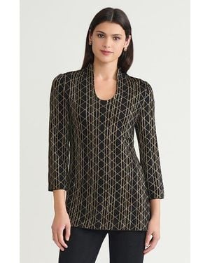 Ming Wang Art Deco Lurex Soft Knit Tunic - Black