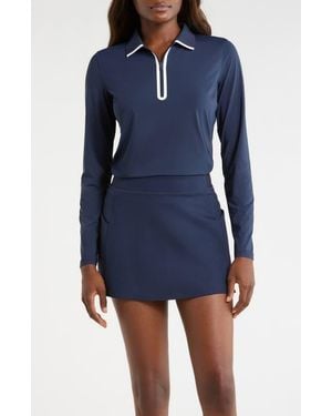 G/FORE Silky Tech Nylon Long Sleeve Golf Polo - Blue