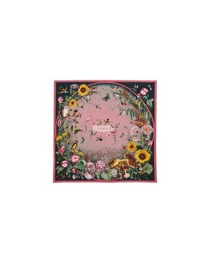 Fable England Circe Narrative Silk Blend Square Scarf - Pink