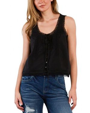 Billy T Lace Cotton Blend Tank Top - Black