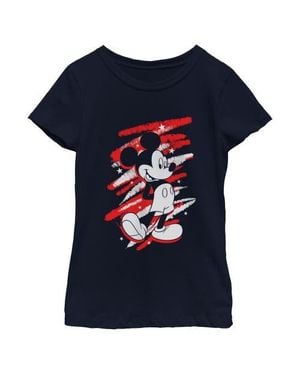Mickey & Friends Girl's Classic Pose And Scribbles Graphic T-Shirt - Blue