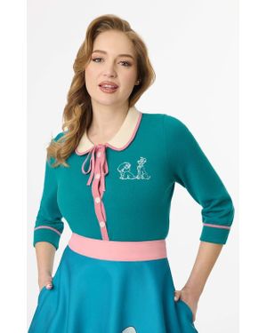 Unique Vintage Embroidered Cardigan - Blue