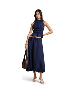 Onia Air Linen Bubble Maxi Skirt - Blue