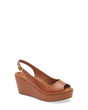 BOTTER Slingback Peep Toe Wedge - Brown