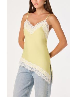Astr Analise Lace Trim Asymmetric Satin Camisole - Yellow