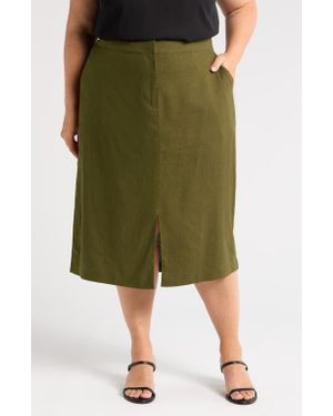 UNIVERSAL STANDARD Wooster Linen Blend Pencil Skirt - Green