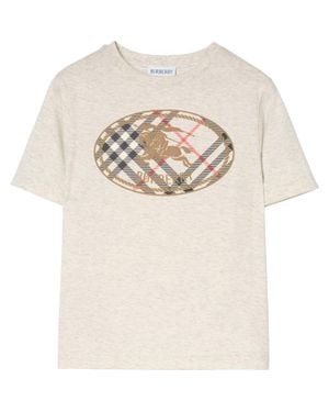 Burberry Check Knight Stamp Cotton T-Shirt - Natural