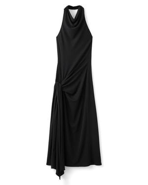 Mango Side Drape Halter Maxi Dress - Black